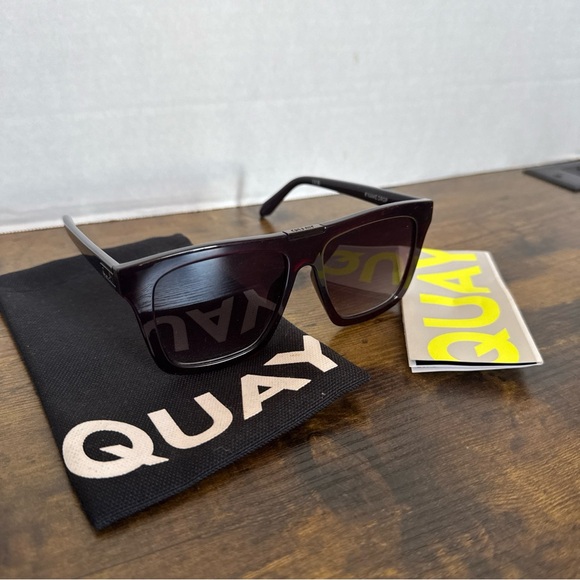 QUAY Name Drop Sunglasses Chocolate Frame Dark Chocolate Lens High Style Classy - Picture 1 of 11